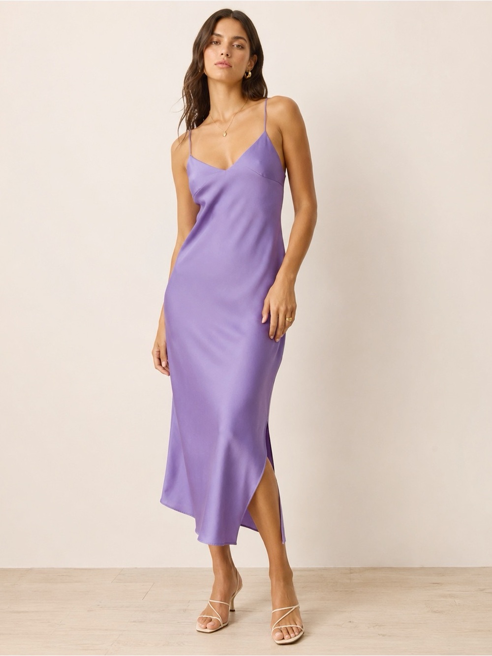 Mango Woman Lavender Purple Slip Midi Dress US4 Classic Party Cocktail Romantic